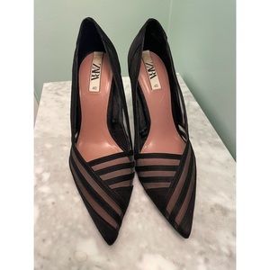 ZARA Pumps with Geometric Mesh Panels